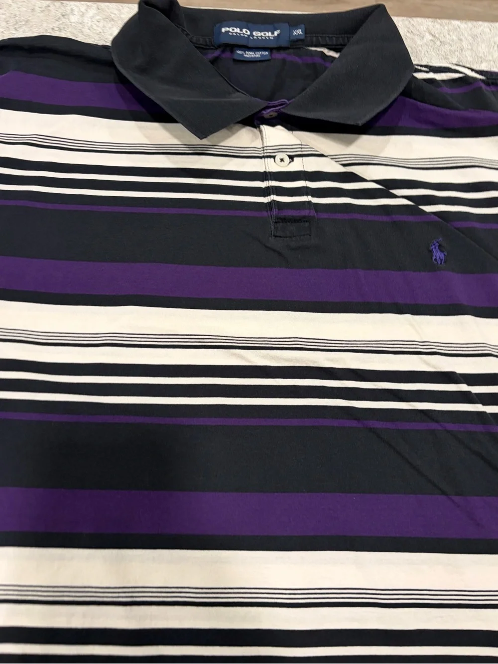 Ralph Lauren Black, Purple & White Striped Polo